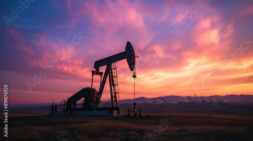 crude oil pump on a twilight sky