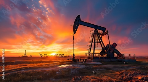 crude oil pump on a twilight sky photo
