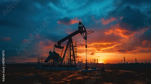 crude oil pump on a twilight sky
