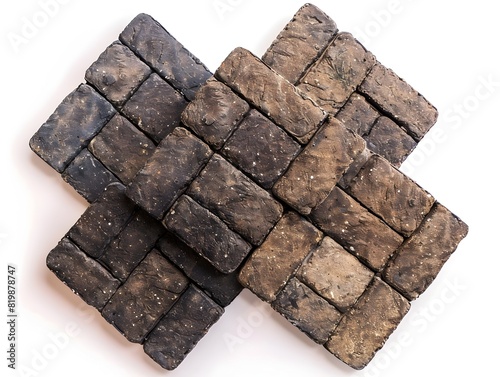 Stone Paver Blocks on White Background Textured Paving Material for Pathway or Flooring Construction