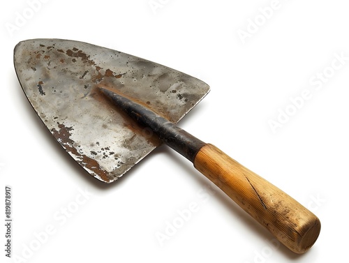 Weathered Trowel on Plain Background Representing Manual Labor and DIY Construction