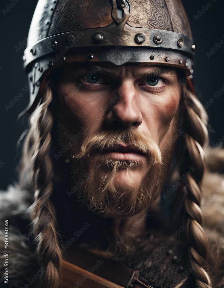 Portrait of a viking warrior man, isolated white background
Portrait of a viking warrior man, isolated white background