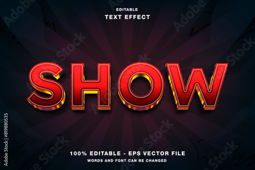 Show 3d text style effect template editable