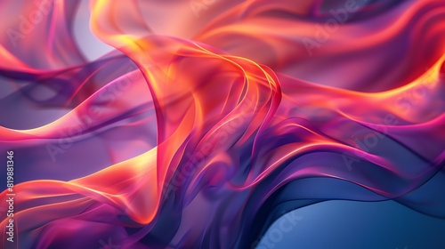 A closeup of vibrant, glowing abstract shapes blending into each other