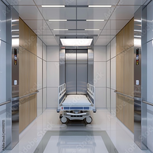 The hospital elevator is designed to transport patients safely and efficiently.
