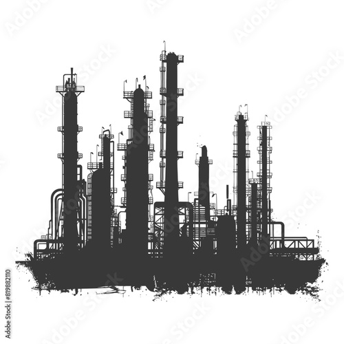 Silhouette Oil refinery industry black color only