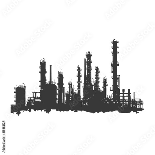 Silhouette Oil refinery industry black color only