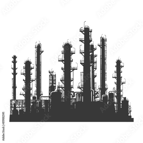 Silhouette Oil refinery industry black color only