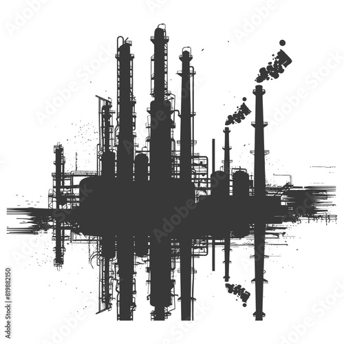Silhouette Oil refinery industry black color only