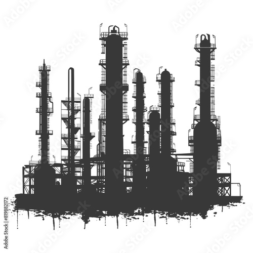 Silhouette Oil refinery industry black color only
