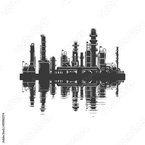 Silhouette Oil refinery industry black color only