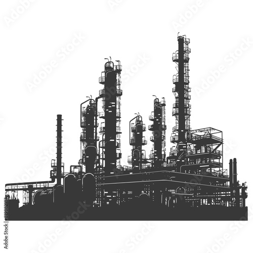 Silhouette Oil refinery industry black color only