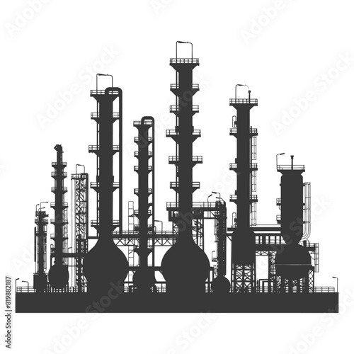 Silhouette Oil refinery industry black color only