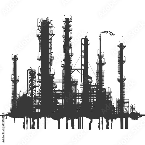 Silhouette Oil refinery industry black color only