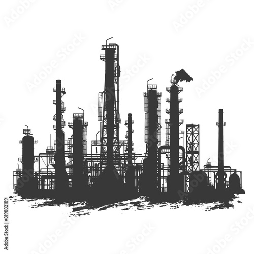 Silhouette Oil refinery industry black color only