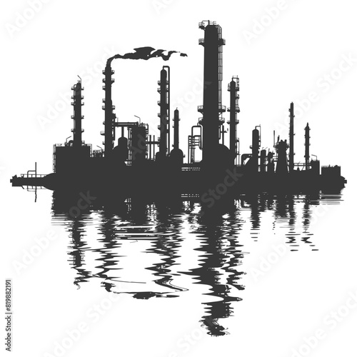 Silhouette Oil refinery industry black color only