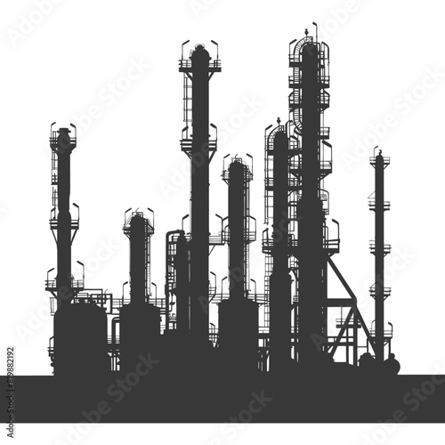 Silhouette Oil refinery industry black color only