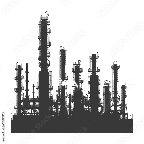 Silhouette Oil refinery industry black color only
