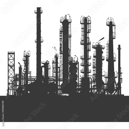 Silhouette Oil refinery industry black color only