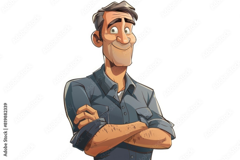 Cartoon man with arms crossed, suitable for business concepts Cartoon man with arms crossed, suitable for business concepts
