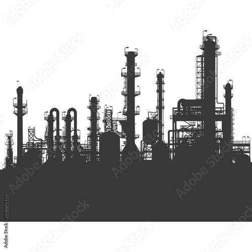 Silhouette Oil refinery industry black color only