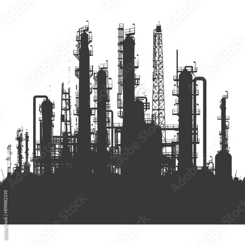 Silhouette Oil refinery industry black color only