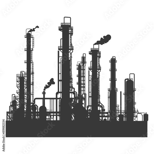 Silhouette Oil refinery industry black color only