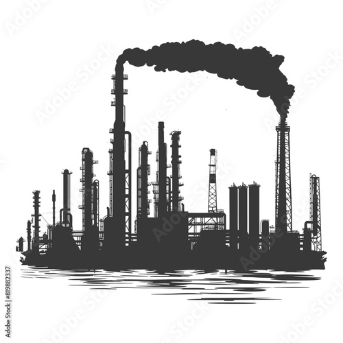Silhouette Oil refinery industry black color only