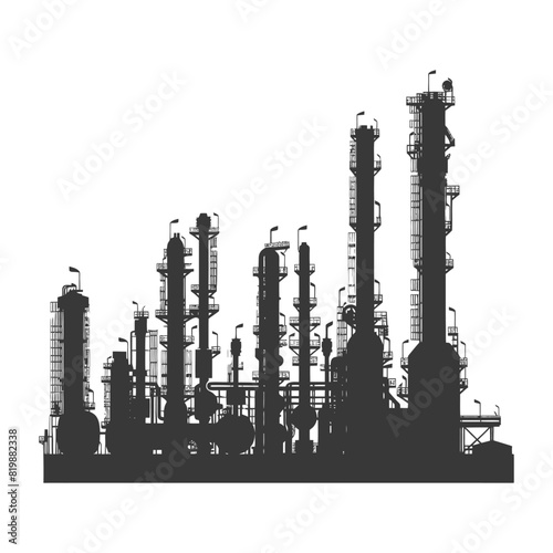 Silhouette Oil refinery industry black color only
