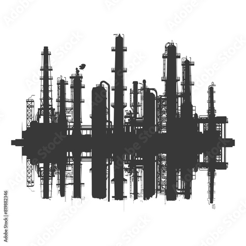 Silhouette Oil refinery industry black color only