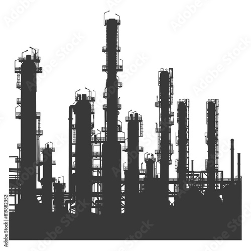 Silhouette Oil refinery industry black color only
