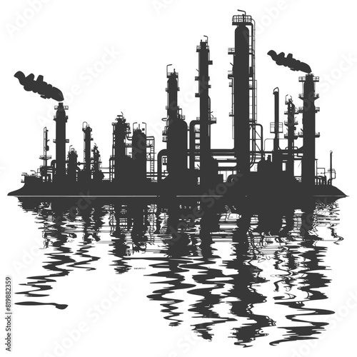 Silhouette Oil refinery industry black color only