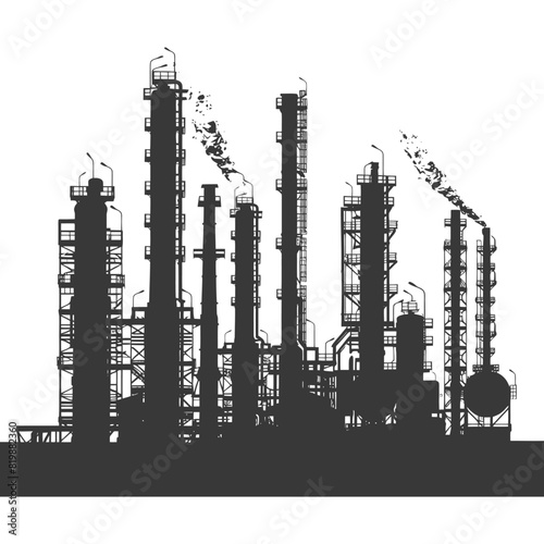 Silhouette Oil refinery industry black color only
