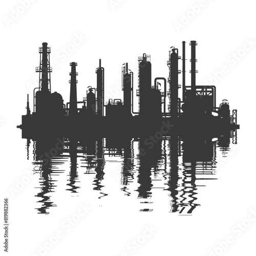Silhouette Oil refinery industry black color only