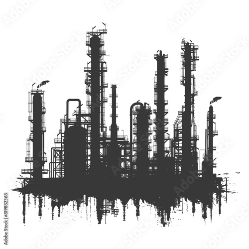Silhouette Oil refinery industry black color only