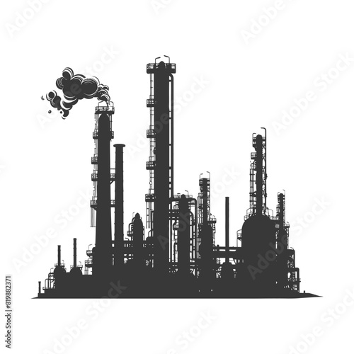 Silhouette Oil refinery industry black color only