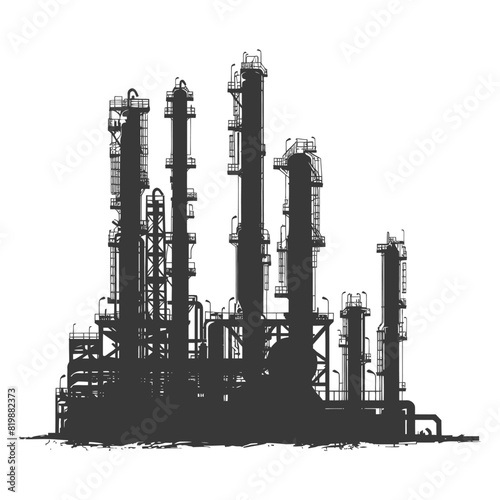 Silhouette Oil refinery industry black color only