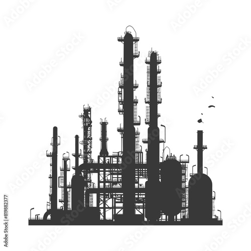 Silhouette Oil refinery industry black color only