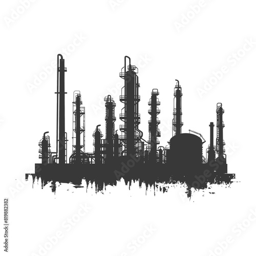 Silhouette Oil refinery industry black color only