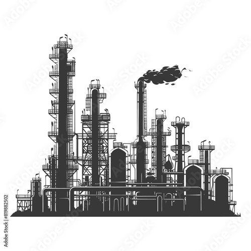 Silhouette Oil refinery industry black color only