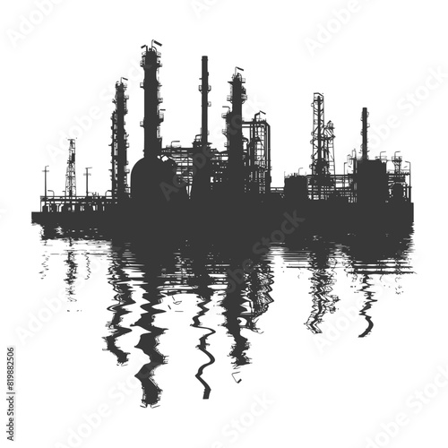 Silhouette Oil refinery industry black color only