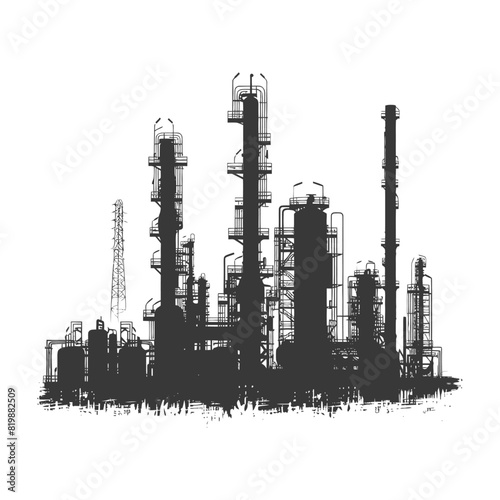 Silhouette Oil refinery industry black color only