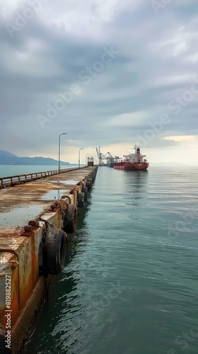 oil tankers anchored on a large pier 