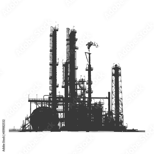 Silhouette Oil refinery industry black color only
