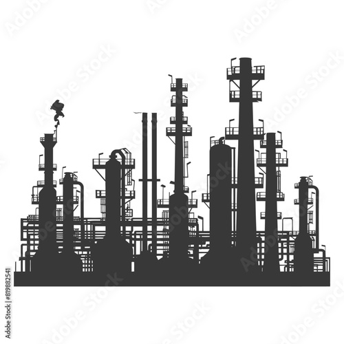 Silhouette Oil refinery industry black color only
