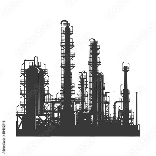 Silhouette Oil refinery industry black color only