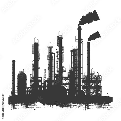 Silhouette Oil refinery industry black color only
