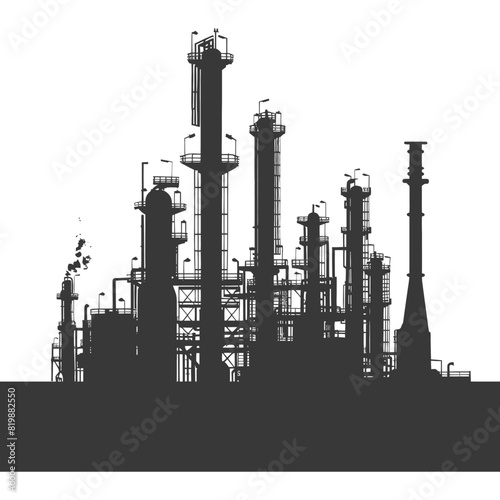 Silhouette Oil refinery industry black color only