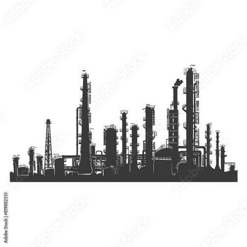 Silhouette Oil refinery industry black color only