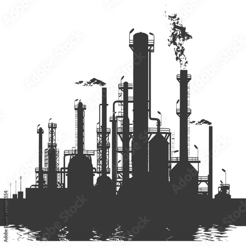 Silhouette Oil refinery industry black color only
